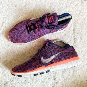 Women's Nike Free 5.0 TR Fit 4 Print Training Sneaker Purple White Coral Shoes